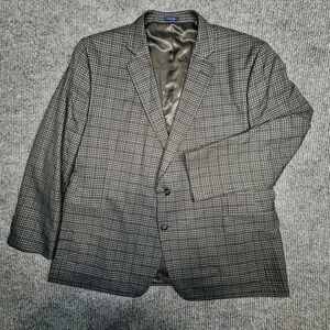 Stafford Blazer Gray Windowpane Check Classic Fit Travel Jacket Men’s Size 52R